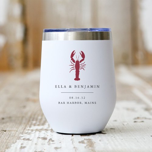 Coastal Lobster Personalized Wedding Favor Thermal Wine Tumbler