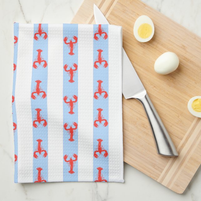 Coastal Lobster Preppy  Kitchen Towel (Quarter Fold)