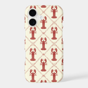Coastal Lobster Red Cream Diamond iPhone 17 Case