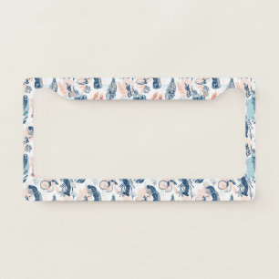 Coastal Lobster Seafood Blue Peach Nautical License Plate Frame