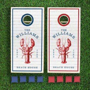 Coastal Lobster Seaside Beach House Cornhole Set
