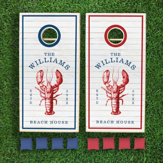 Coastal Lobster Seaside Beach House Cornhole Set (Creator Uploaded)