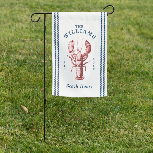 Coastal Lobster Seaside Beach House Garden Flag (In SItu)