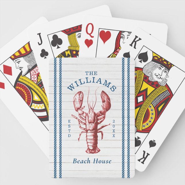 Coastal Lobster Seaside Beach House  Poker Cards (Creator Uploaded)