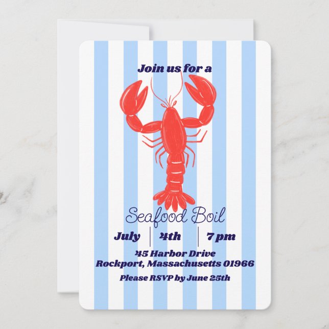 Coastal Lobster Summer Nautical Invitation (Front)