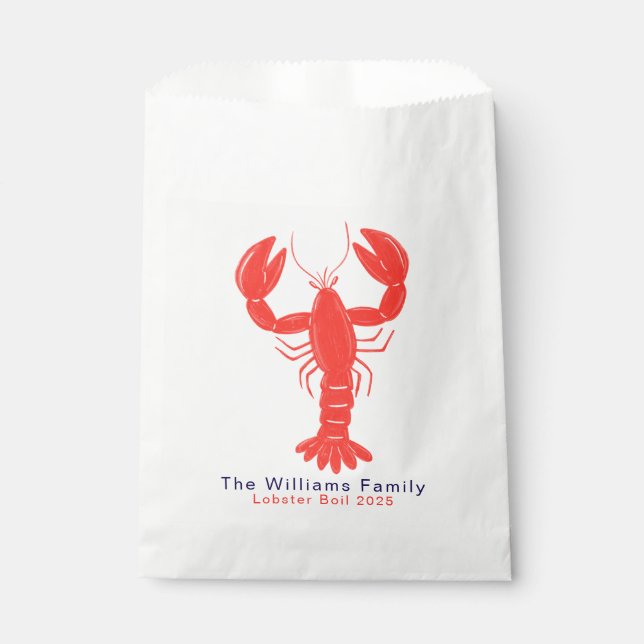 Coastal Lobster Summer Nautical Invitation Favor Bag (Front)