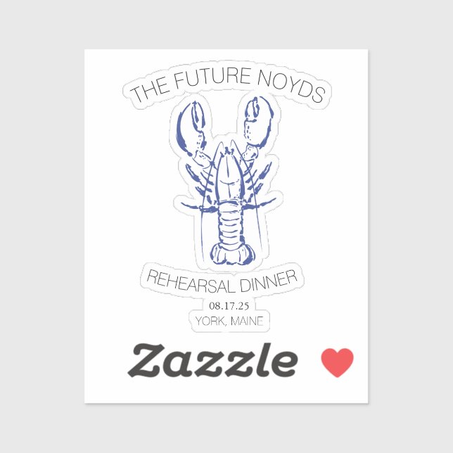 Coastal Lobster Wedding Rehearsal Dinner Sticker (Sheet)