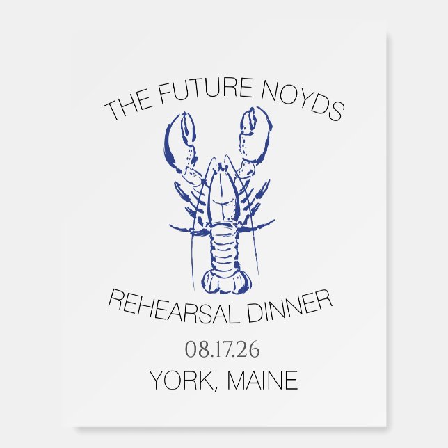 Coastal Lobster Wedding Rehearsal Dinner Sticker Foam Board (Front)