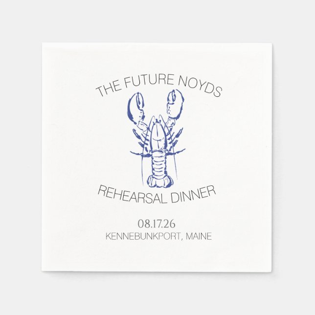 Coastal Lobster Wedding Rehearsal Dinner Sticker Napkins (Front)