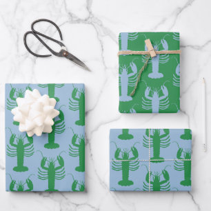 Coastal Lobsters Contemporary Pop Pattern Wrapping Paper Sheets