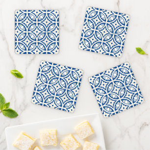 Coastal Lotus Tile Pattern - The White Lotus Coaster Set