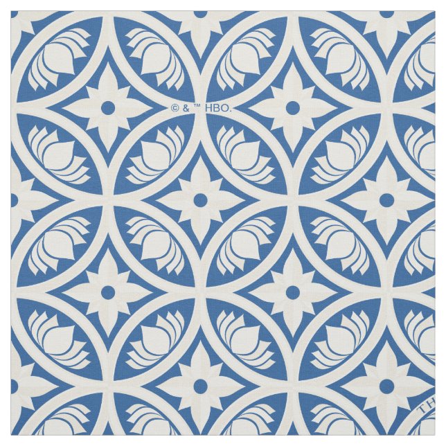 Coastal Lotus Tile Pattern - The White Lotus Fabric (Swatch)