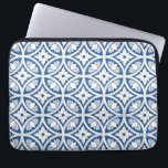 Coastal Lotus Tile Pattern - The White Lotus Laptop Sleeve<br><div class="desc">Embrace the breezy elegance of coastal living with this officially licensed The White Lotus Coastal Lotus Tile design. Featuring symmetrical lotus motifs arranged in a classic Mediterranean tile pattern, this artwork blends traditional charm with modern sophistication. The fresh blue and crisp white palette, accented with soft beige tones, evokes sun-soaked...</div>