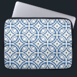 Coastal Lotus Tile Pattern - The White Lotus Laptop Sleeve<br><div class="desc">Embrace the breezy elegance of coastal living with this officially licensed The White Lotus Coastal Lotus Tile design. Featuring symmetrical lotus motifs arranged in a classic Mediterranean tile pattern, this artwork blends traditional charm with modern sophistication. The fresh blue and crisp white palette, accented with soft beige tones, evokes sun-soaked...</div>