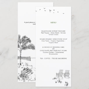 Coastal Love Sandy Beach Minimal Line Art Wedding Menu