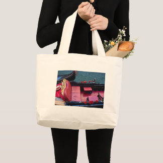 Coastal Luxury Gondola in Venice Large Tote Bag