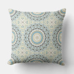 Coastal Mandala in Sand, Blue, and Driftwood Tones Throw Pillow