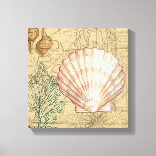 Coastal Map Collage Canvas Print (Front)