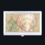 Coastal Map Collage Case For Business Cards<br><div class="desc">There's nothing quite like this map of the sea life. This translucent collection of these seashells will go great on any products. It gives a vintage feel to the image and captures the sea life underwater. It includes a stripe pink and white seashell and a sepia colored conch shell.</div>