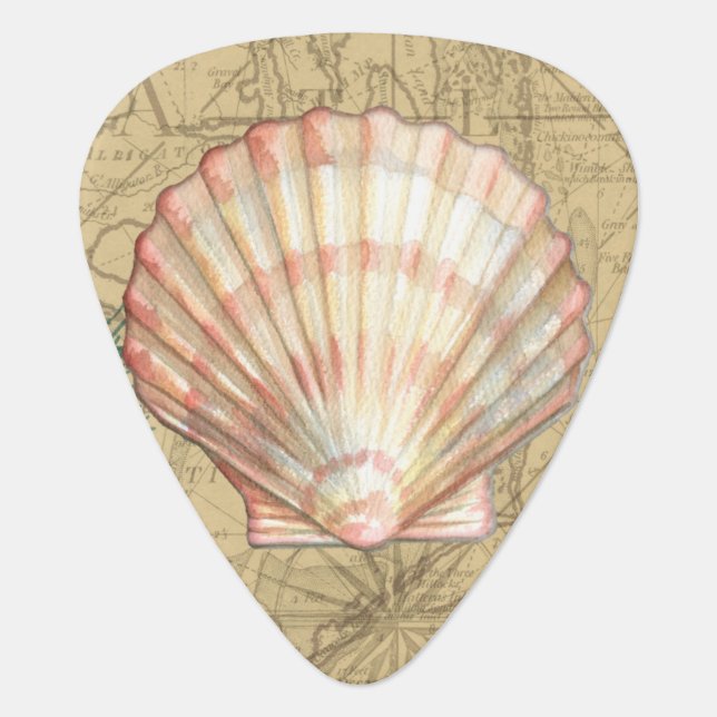 Coastal Map Collage Guitar Pick (Front)