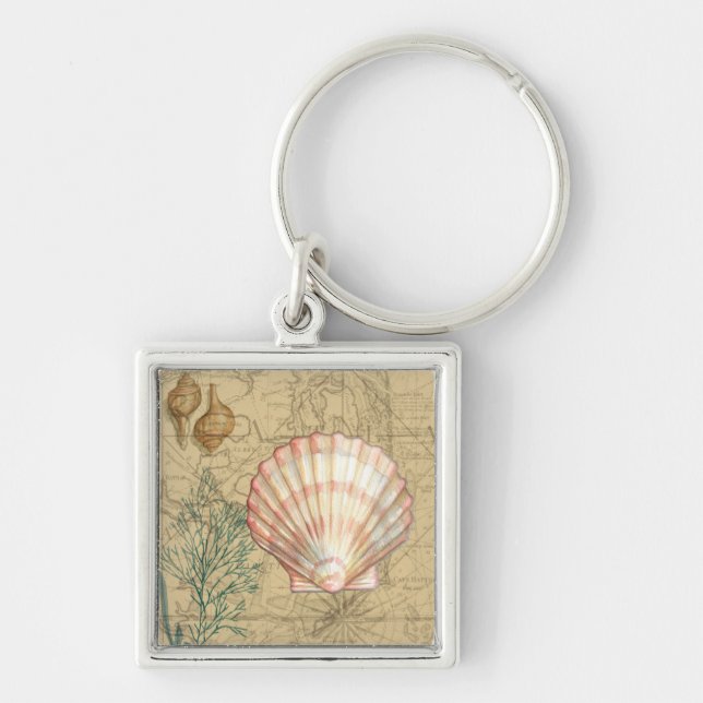 Coastal Map Collage Keychain (Front)
