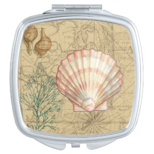 Coastal Map Collage Makeup Mirror