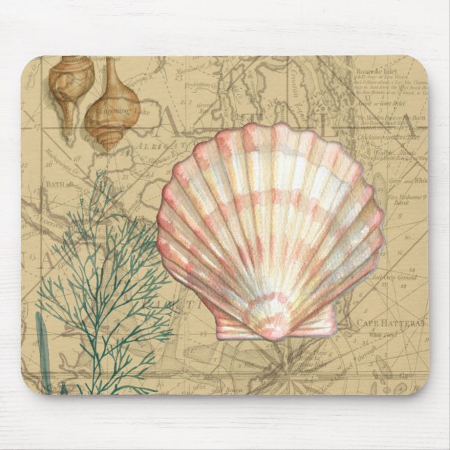 Coastal Map Collage Mouse Pad (Front)