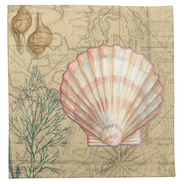 Coastal Map Collage Napkin (Front)