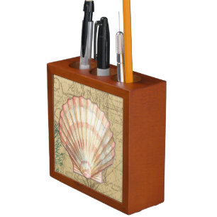 Coastal Map Collage Pencil Holder