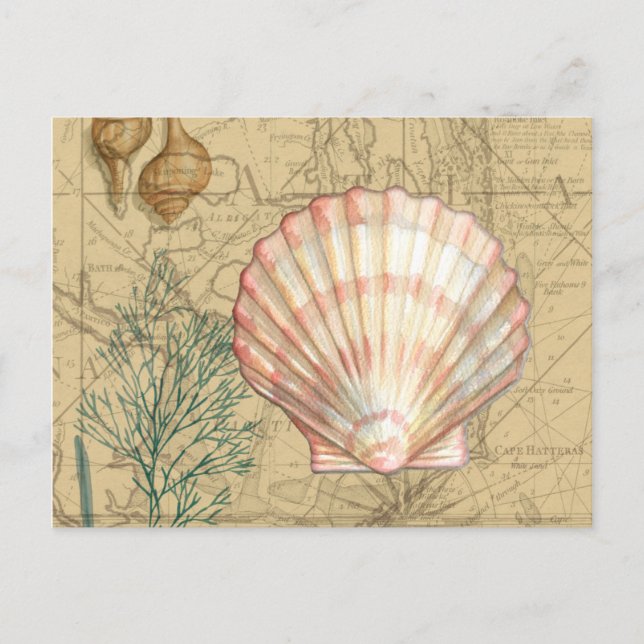 Coastal Map Collage Postcard (Front)