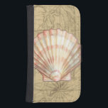 Coastal Map Collage Galaxy S4 Wallet Case<br><div class="desc">There's nothing quite like this map of the sea life. This translucent collection of these seashells will go great on any products. It gives a vintage feel to the image and captures the sea life underwater. It includes a stripe pink and white seashell and a sepia colored conch shell.</div>