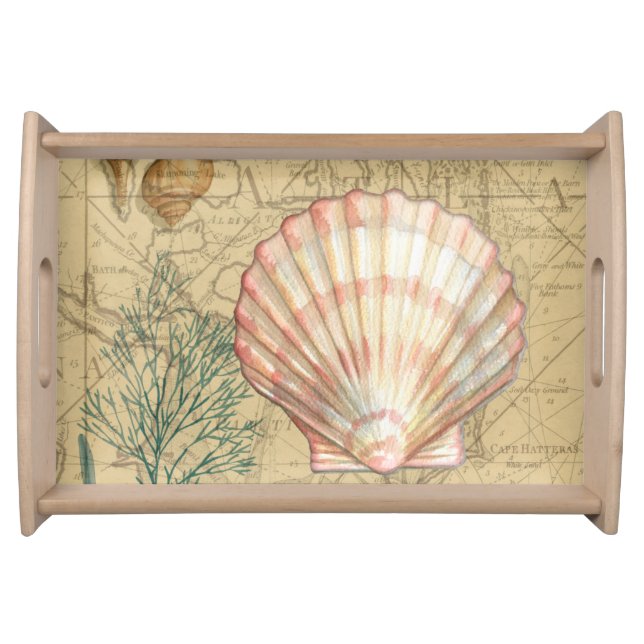 Coastal Map Collage Serving Tray (Front)