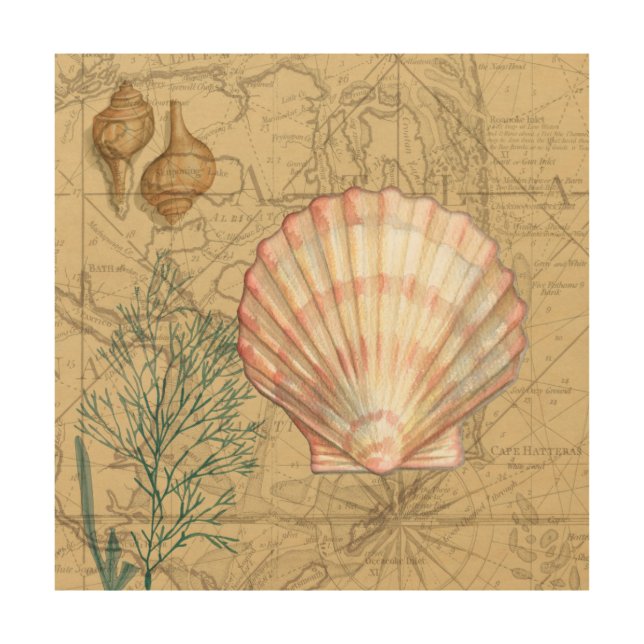 Coastal Map Collage Wood Wall Decor (Front)