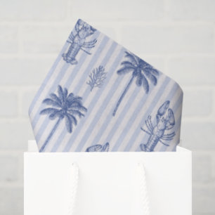 Coastal Maritime Blue Striped Pattern Tissue Paper