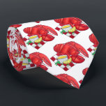 Coastal ME Maine Lobster Dinner Seafood Food Neck Tie<br><div class="desc">Design features an original illustration of a classic Maine steamed lobster dinner, served atop a red and white checkerboard picnic blanket, with a wedge of lemon and with plenty of melted butter! This lobster design is also available on other products. Lots of additional Maine and New England themed illustrations are...</div>