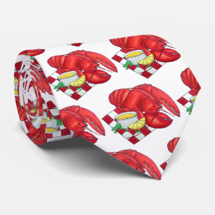 Coastal ME Maine Lobster Dinner Seafood Food Neck Tie