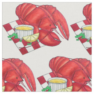 Coastal ME Maine Lobster Shack Seafood Dinner Fabric
