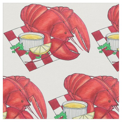 Coastal ME Maine Lobster Shack Seafood Dinner Fabric