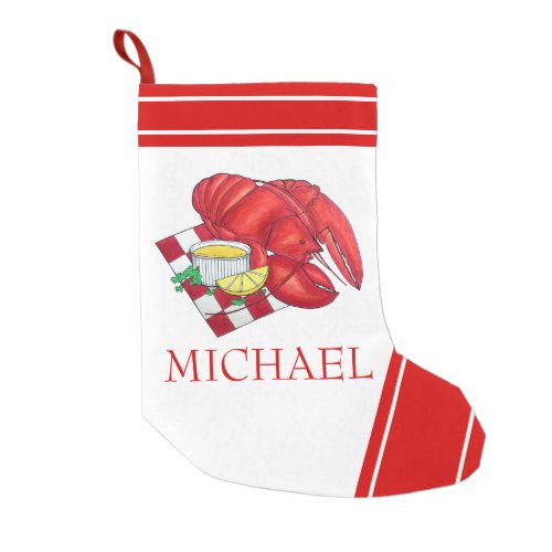 Coastal ME Maine Lobster Shack Seafood Dinner Small Christmas Stocking