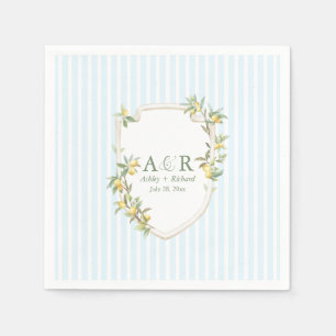 Coastal Mediterranean Lemon Crest Wedding Napkins