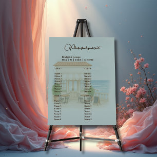 coastal mediterranean ocean wedding Seating chart Foam Board