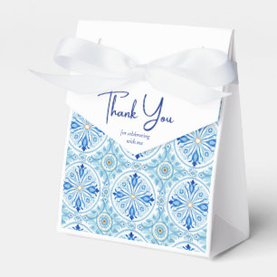 Coastal Mediterranean Tile Bridal Shower Thank You Favor Boxes