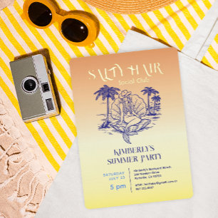 Coastal Mermaid Cowgirl Summer Party Gold Foil Invitation