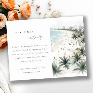 Coastal Miami Beach Palm Tree Wedding Details Enclosure Card