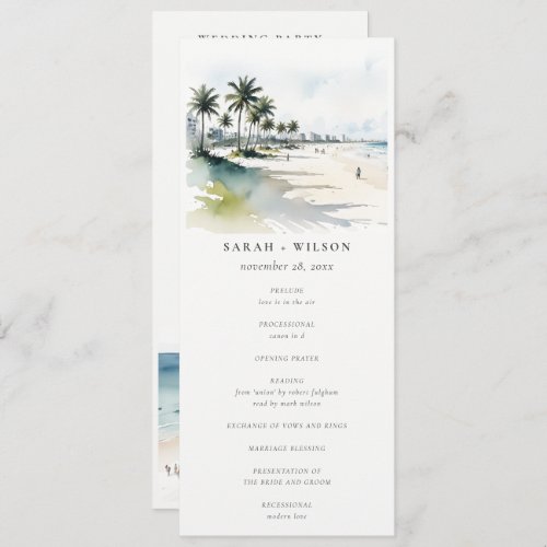 Coastal Miami Beach Palm Tree Wedding Program