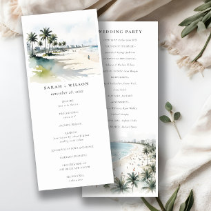 Coastal Miami Beach Palm Tree Wedding Program