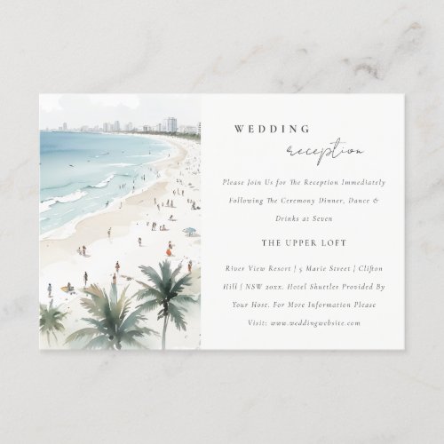 Coastal Miami Beach Palm Tree Wedding Reception Enclosure Card