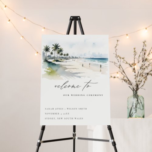 Coastal Miami Beach Palm Tree Wedding Welcome Foam Board