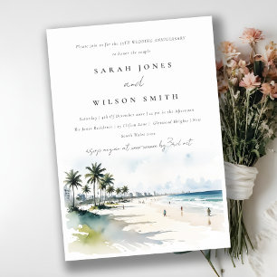 Coastal Miami Beach Palm Trees Wedding Anniversary Invitation