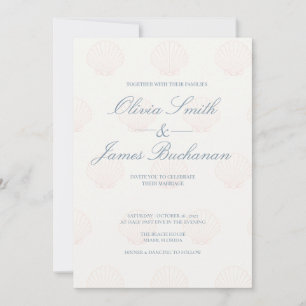 Coastal Minimalist Seashell Wedding Invite